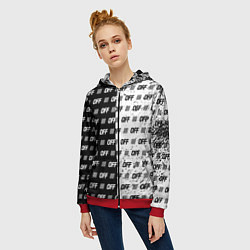 Толстовка на молнии женская Off-White: Black & White, цвет: 3D-красный — фото 2