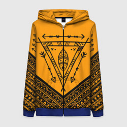 Толстовка на молнии женская Native American: Yellow Style, цвет: 3D-синий