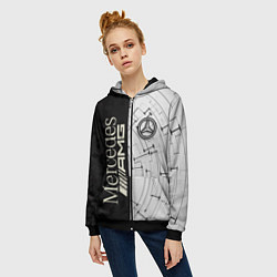 Толстовка на молнии женская Mercedes AMG: Techno Style, цвет: 3D-черный — фото 2