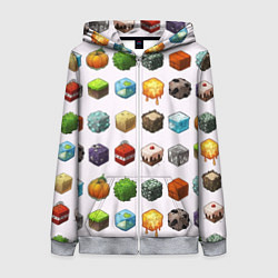 Толстовка на молнии женская Minecraft Cubes, цвет: 3D-меланж