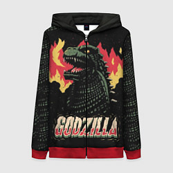 Толстовка на молнии женская Flame Godzilla, цвет: 3D-красный