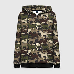 Женская толстовка на молнии Камуфляж - лошади