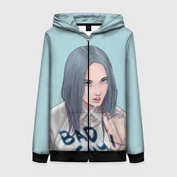 Толстовка на молнии женская Billie Eilish: Bad Guy, цвет: 3D-черный