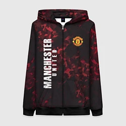 Толстовка на молнии женская Manchester United, цвет: 3D-черный