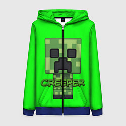 Толстовка на молнии женская MINECRAFT CREEPER, цвет: 3D-синий