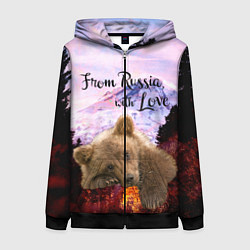 Толстовка на молнии женская Из России с любовью, цвет: 3D-черный