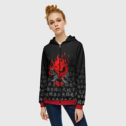 Толстовка на молнии женская CYBERPUNK 2077 KEANU REEVES, цвет: 3D-красный — фото 2