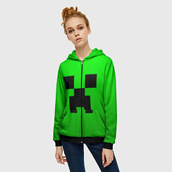 Толстовка на молнии женская MINECRAFT, цвет: 3D-черный — фото 2