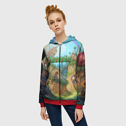 Толстовка на молнии женская Terraria, цвет: 3D-красный — фото 2