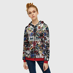 Толстовка на молнии женская Дискография EMINEM, цвет: 3D-красный — фото 2