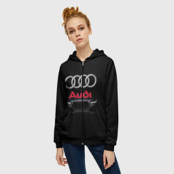 Толстовка на молнии женская AUDI, цвет: 3D-черный — фото 2