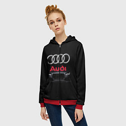 Толстовка на молнии женская AUDI, цвет: 3D-красный — фото 2