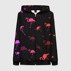Толстовка на молнии женская Фламинго, цвет: 3D-черный