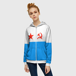 Толстовка на молнии женская ВМФ СССР, цвет: 3D-белый — фото 2