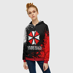 Толстовка на молнии женская UMBRELLA CORPORATION, цвет: 3D-красный — фото 2