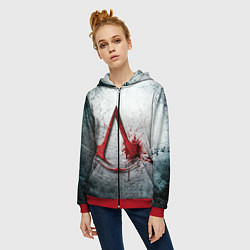 Толстовка на молнии женская Assassins Creed, цвет: 3D-красный — фото 2