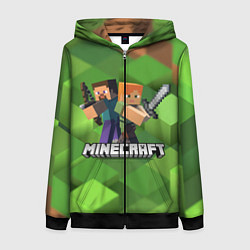 Толстовка на молнии женская MINECRAFT, цвет: 3D-черный