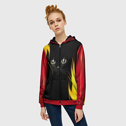 Толстовка на молнии женская Грозовой кошак, цвет: 3D-красный — фото 2