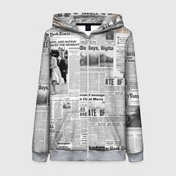 Женская толстовка на молнии Газета Newspaper
