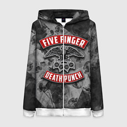 Толстовка на молнии женская Five Finger Death Punch, цвет: 3D-белый