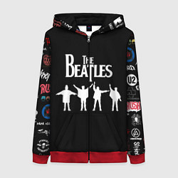 Толстовка на молнии женская Beatles, цвет: 3D-красный