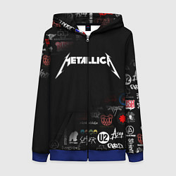 Толстовка на молнии женская Metallica, цвет: 3D-синий