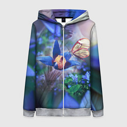 Толстовка на молнии женская Бабочка, цвет: 3D-меланж