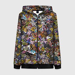 Толстовка на молнии женская FNaF стикербомбинг, цвет: 3D-черный