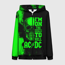 Толстовка на молнии женская I'm on the highway to hell ACDC, цвет: 3D-черный