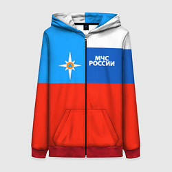 Толстовка на молнии женская Флаг МЧС России, цвет: 3D-красный