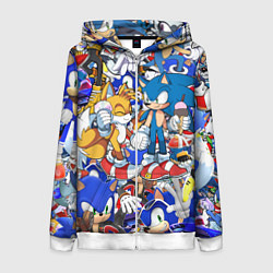 Толстовка на молнии женская SONIC PATTERN, цвет: 3D-белый
