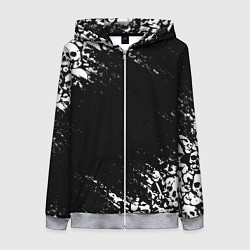 Толстовка на молнии женская БЕЛЫЕ ЧЕРЕПА, цвет: 3D-меланж