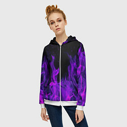 Толстовка на молнии женская ФИОЛЕТОВЫЙ ОГОНЬ, цвет: 3D-белый — фото 2