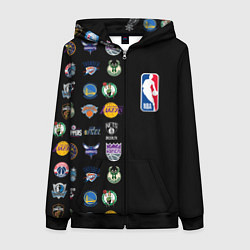 Толстовка на молнии женская NBA Team Logos 2, цвет: 3D-черный