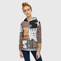 Толстовка на молнии женская Котейки, цвет: 3D-меланж — фото 2