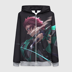 Толстовка на молнии женская KIMETSU NO YAIBA, цвет: 3D-меланж