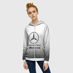 Толстовка на молнии женская Mercedes-Benz, цвет: 3D-белый — фото 2