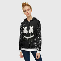 Толстовка на молнии женская Marshmello, цвет: 3D-белый — фото 2