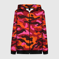 Женская толстовка на молнии CAMOUFLAGE RED