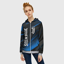 Толстовка на молнии женская JUVENTUS, цвет: 3D-меланж — фото 2