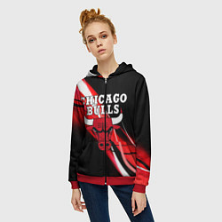 Толстовка на молнии женская CHICAGO BULLS, цвет: 3D-красный — фото 2