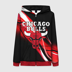 Толстовка на молнии женская CHICAGO BULLS, цвет: 3D-красный