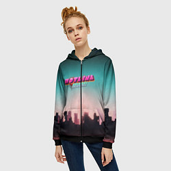 Толстовка на молнии женская HOTLINE MIAMI, цвет: 3D-черный — фото 2