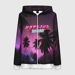 Толстовка на молнии женская HOTLINE MIAMI, цвет: 3D-белый