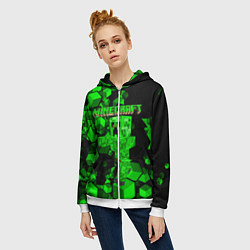 Толстовка на молнии женская Minecraft, цвет: 3D-белый — фото 2