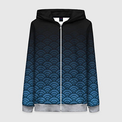Женская толстовка на молнии Узор круги темный синий
