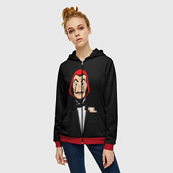 Толстовка на молнии женская Бумажный Дом, цвет: 3D-красный — фото 2