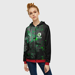 Толстовка на молнии женская SKODA, цвет: 3D-красный — фото 2