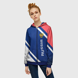 Толстовка на молнии женская RUSSIA SPORT, цвет: 3D-синий — фото 2