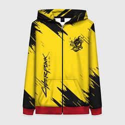 Толстовка на молнии женская CYBERPUNK 2077, цвет: 3D-красный